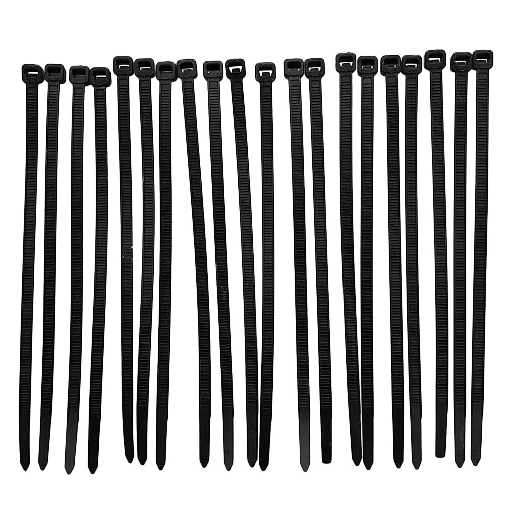 20 piezas bridas de nailon resistentes a los rayos UV, largas y anchas, Extra grandes, con cremallera, correa de envoltura de Cable: Black