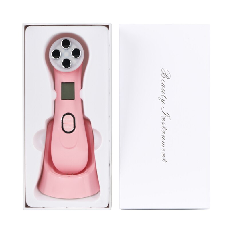 LED Photon Light Electroporation Mesotherapy Therapy RF EMS Skin Rejuvenation Face Lifting Tighten Massage Beauty Machine: Pink With Small Box