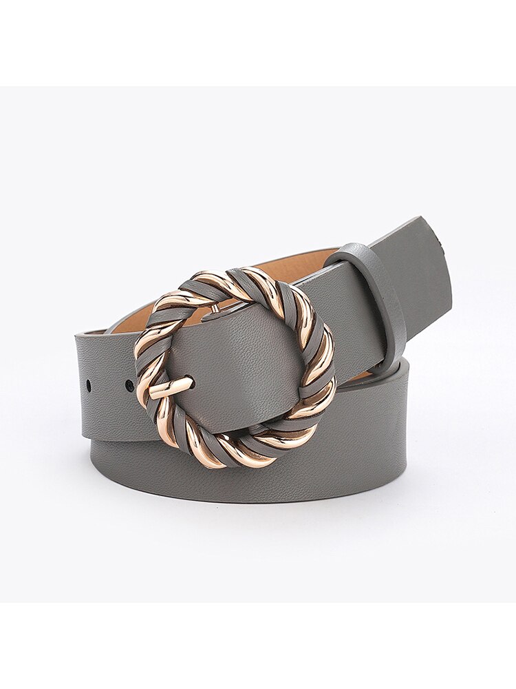 2022 Women Belt PU Leather Metal Pin Buckle Belts For Ladies Waist Belt Twist Ring Buckle Dress Jeans Waistband