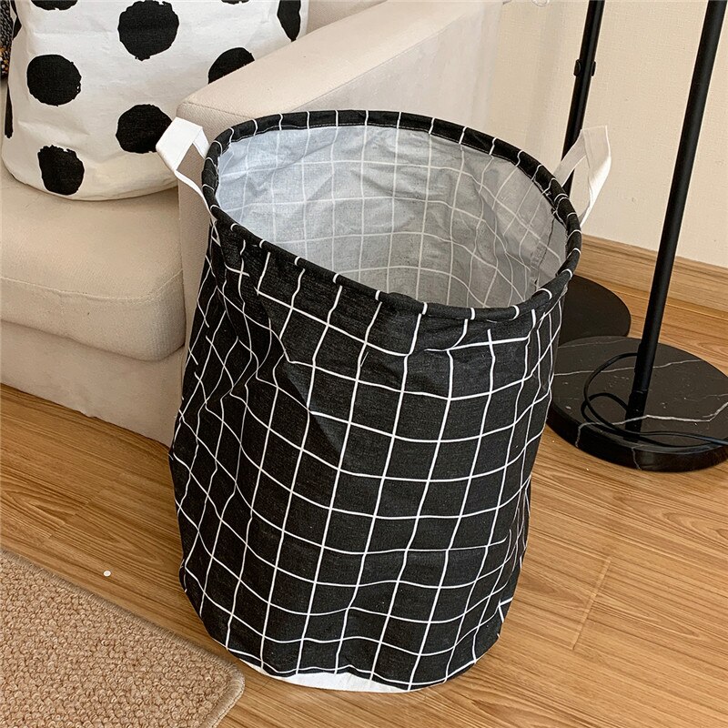 Folding Storage Bucket Laundry Basket Bag: Black 33.5x38.5cm