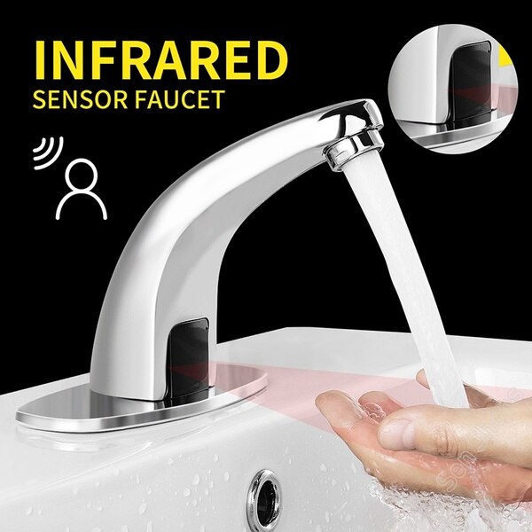 Automatiske håndvaskarmaturer sensor hane fri hånd infrarød vandhane håndfri berøringsfri kold induktiv el -håndvaskarmatur badeværelse