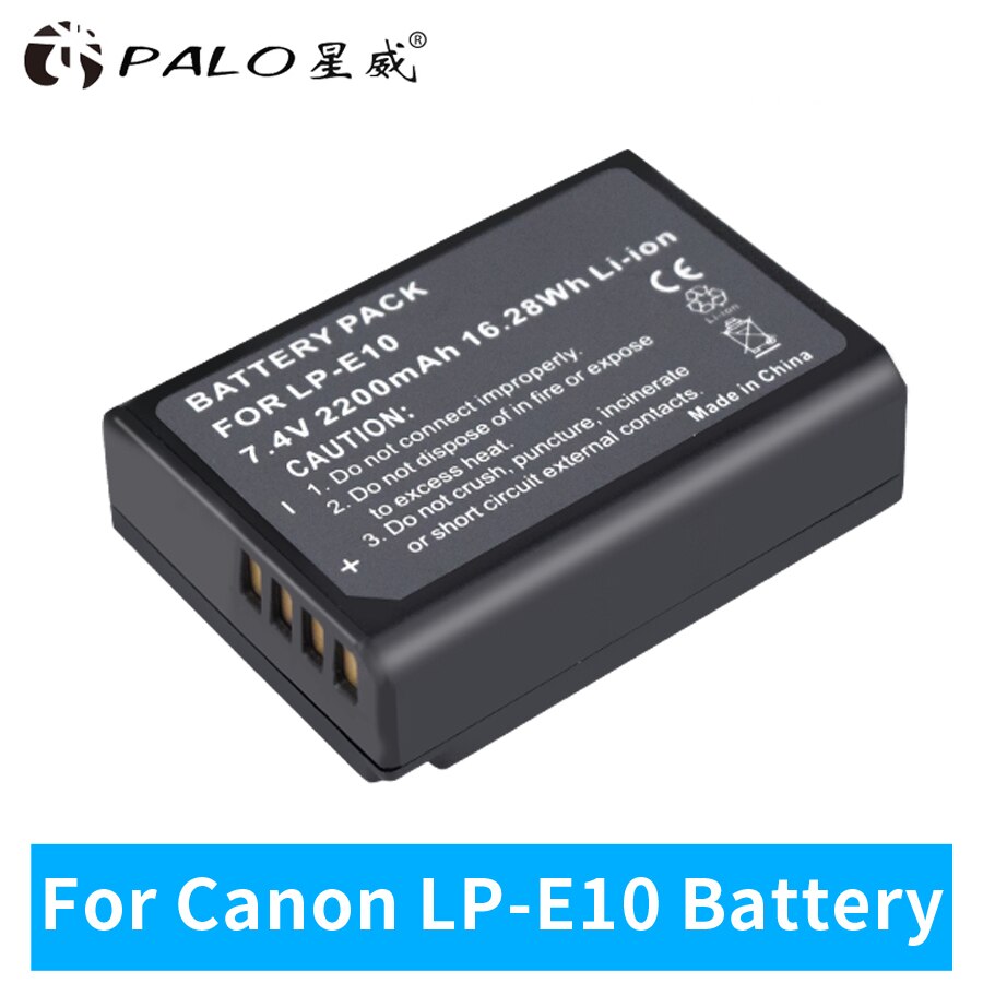 PALO 1pc 2200mAh LP-E10 LP E10 LPE10 batería para cámara Digital para Canon 1100D 1200D 1300D rebelde T3 T5 beso X50 X70 batería