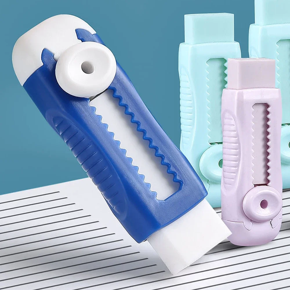 Pencil Eraser Useful Labor-saving Push Pull Rubber Wiping Stationery for Kids Students Drawing Writing School Supplies