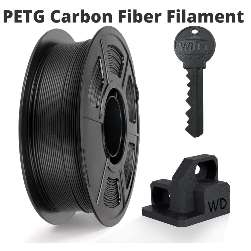 Filamento PETG de fibra de carbono de 1,75mm, filamento de impresora 3D PETG resistente al desgaste y al calor, filamento de fibra de carbono, carrete de 1kg/0,25kg