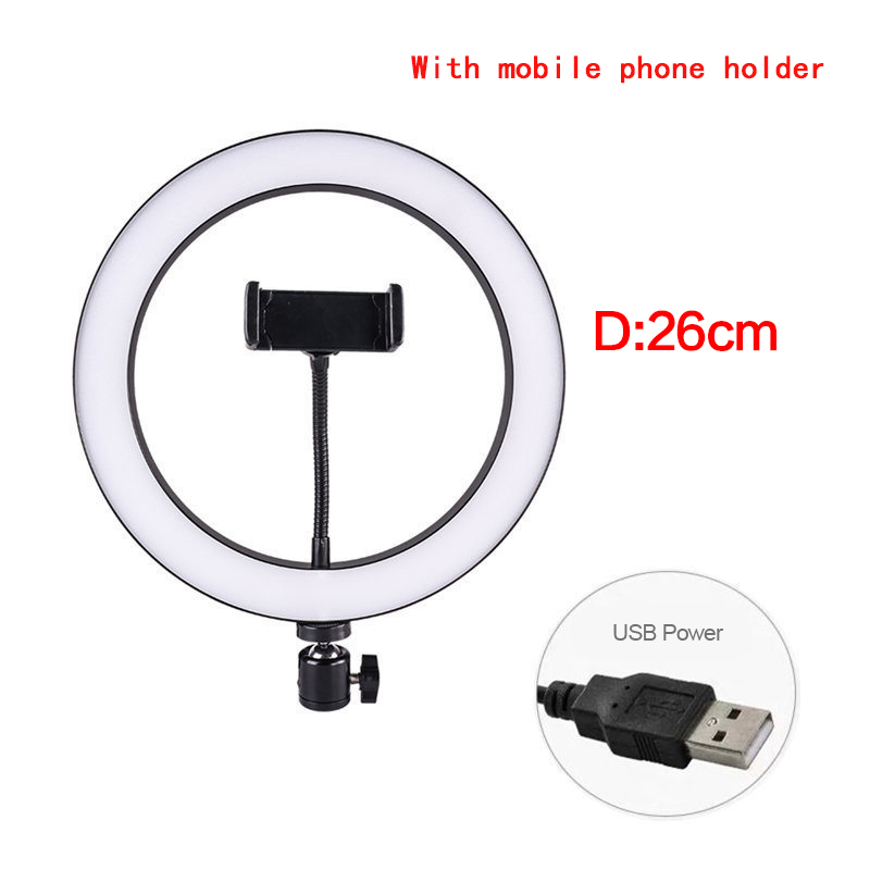 10.2 Inch/8 Inch Ring Licht Met Stand Rovtop Led Camera Selfie Licht Ring Voor Iphone Statief Telefoon Houder voor Video Fotografie: 26cm set