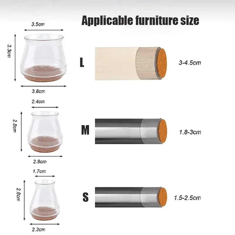 4/16Stck Möbel Bein Fuß Schutz transparent Tisch und Stuhl Fuß Abdeckung Silikon Tragen-beständig Kappe Lärm reduktion