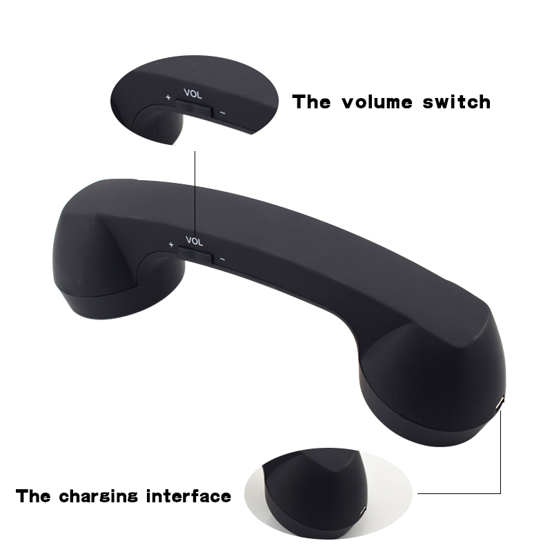Teléfono inalámbrico Retro Bluetooth para portátiles y teléfonos móviles Pop Phone, receptor de teléfono Retro inalámbrico: Negro