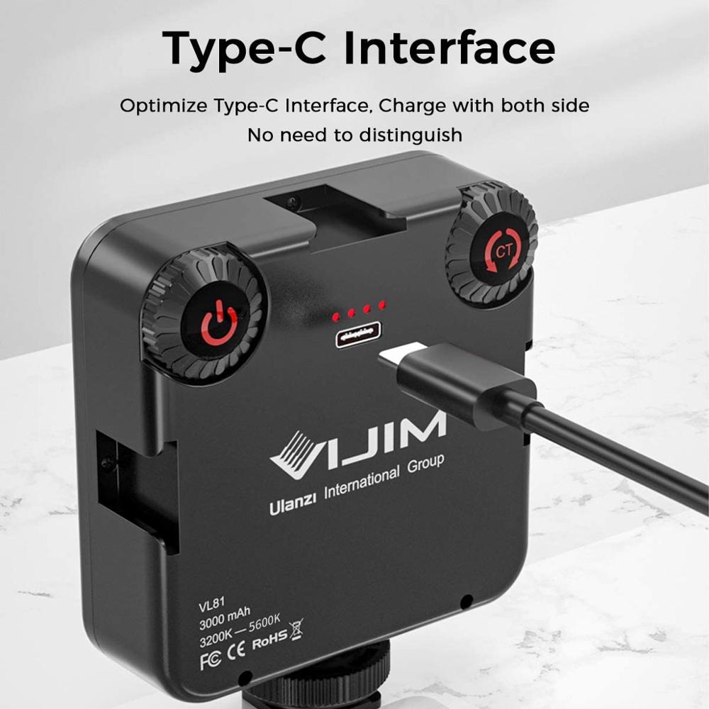 VIJIM VL81 LED Video Light Mini Rechargeable 3000mAh CRI95+ Dimmable 3200-5600K LED Fill Light for DSLR Camera Smartphone GoPro