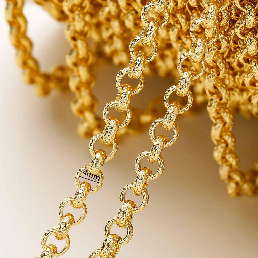 1 metro/rollo de 4mm, 14K, 18K, cadenas de eslabones cruzados de latón chapado en oro, fabricación de joyas, cadenas a granel para accesorios artesanales hechos a mano DIY