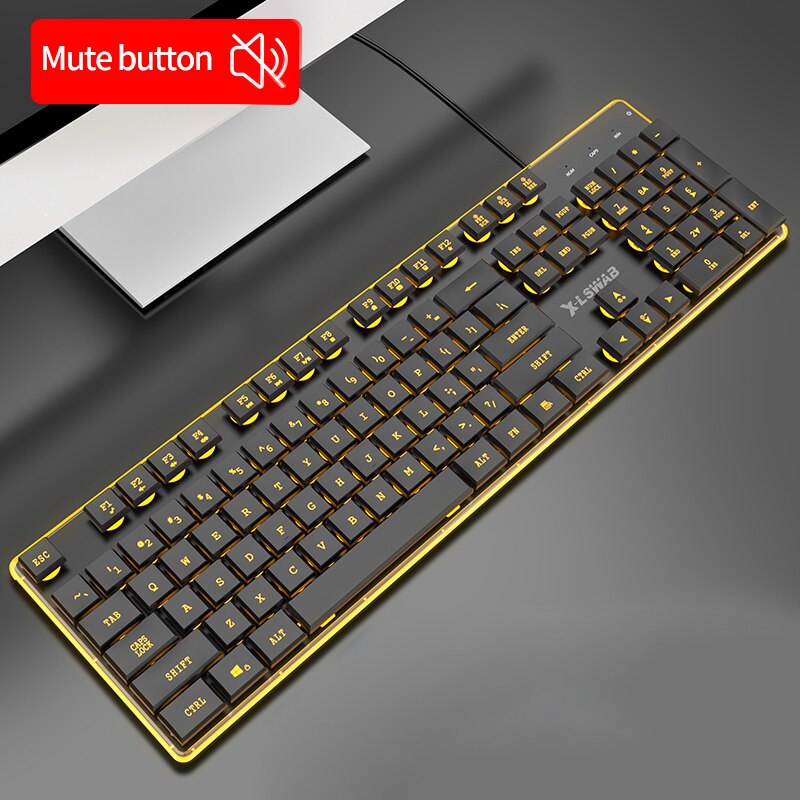 EWEADN Gaming keyboard Wired Gaming Mouse Kit 104 Keycaps With RGB Backlight keyboard Gamer Ergonomic Silent For Laptop: Red