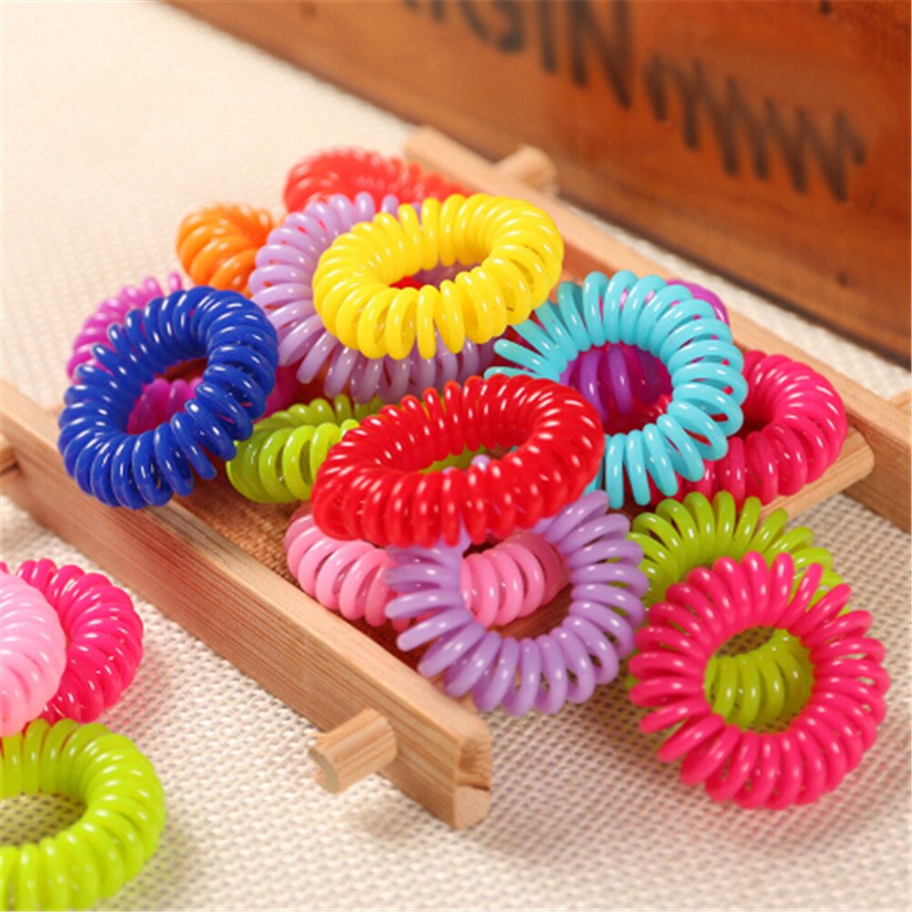10PCS Telephone Wire Elastic Hair Bands Hair Accessories No Crease Coil Hair Tie Plastic Spring Gum For Hair Ties Ponytail Clear