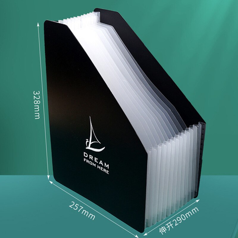 Desktop File Folder A4 Paper Organizer Storage Holder Multilayer Expanding Box Business File Office Supplies Document Holder: B black