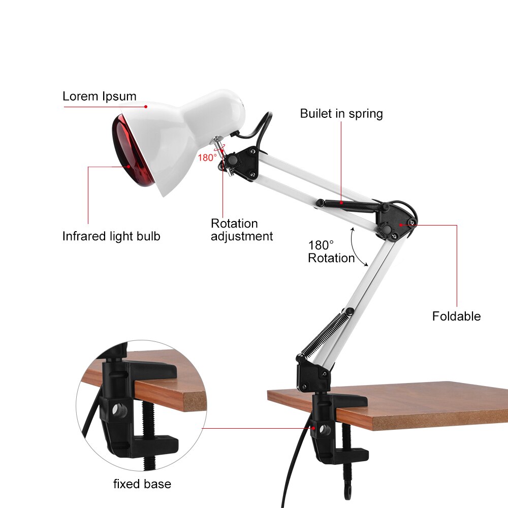 Lámpara de terapia de calefacción por infrarrojos, 220V, 100W, para aliviar el dolor de rodilla, fisioterapia, con bombilla infrarroja, 3 unidades