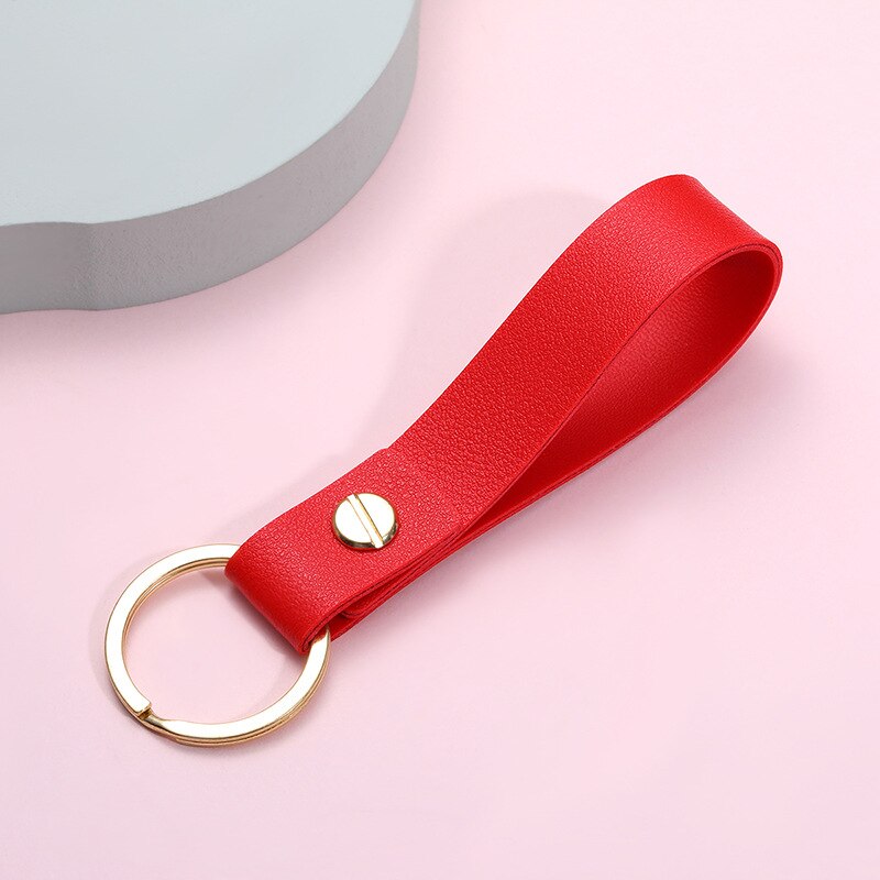 2021 moda portachiavi in pelle di mucca filo per auto ottavino regalo ciondolo in metallo portachiavi portachiavi semplici portachiavi: rosso