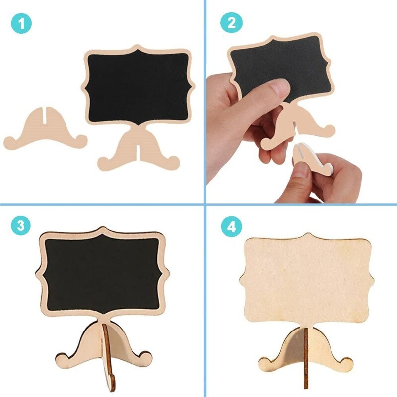 20 Pack Wooden White Framed Chalkboard Labels with Easel Stand Mini Chalkboard XX9A