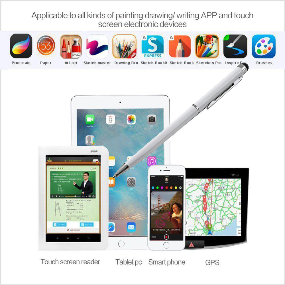 2 stücke Dual-benutzen-empfindliche Stift schreiben Tablette berühren Kuli für Iphone Samsung Xiaomi Huawei Lenovo Ipod praktisch Stift paiting