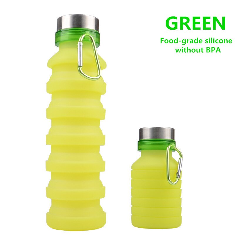 470 ml/550 ml bærbare silikone vandflaske, der kan trækkes tilbage sammenfoldelig kaffeflaske e udendørs rejseværktøj sammenklappelige sportsflasker: 2