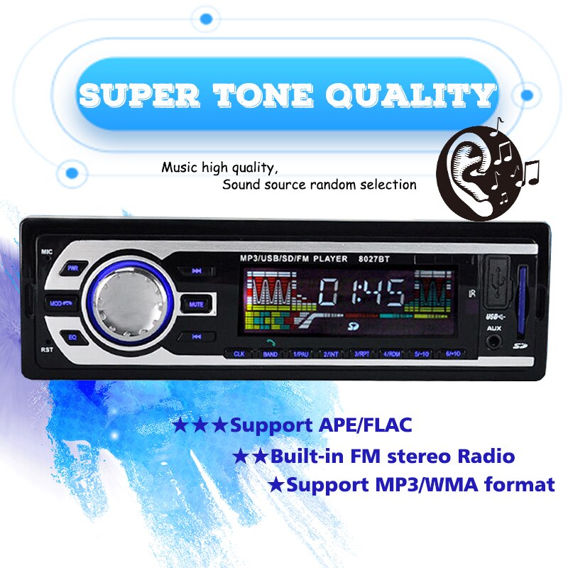 Autoradio Rotary Volumeregeling FM Tuner Kits Stereo car Audio Autoradio Bluetooth AUX MP3 12 V 1 DIN Speler