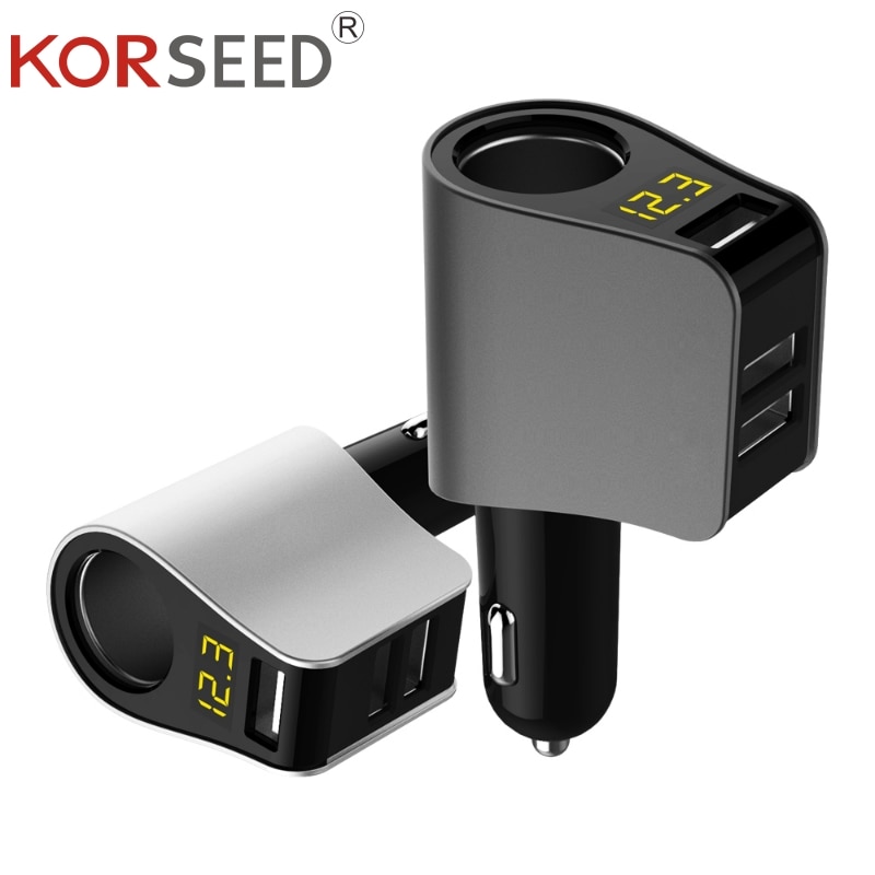 KORSEED Car Cigarette Lighter Socket Splitter Power plug 3 USB Car Fast Charger 12V - 24V for cellphone GPS Ipod Pad etc