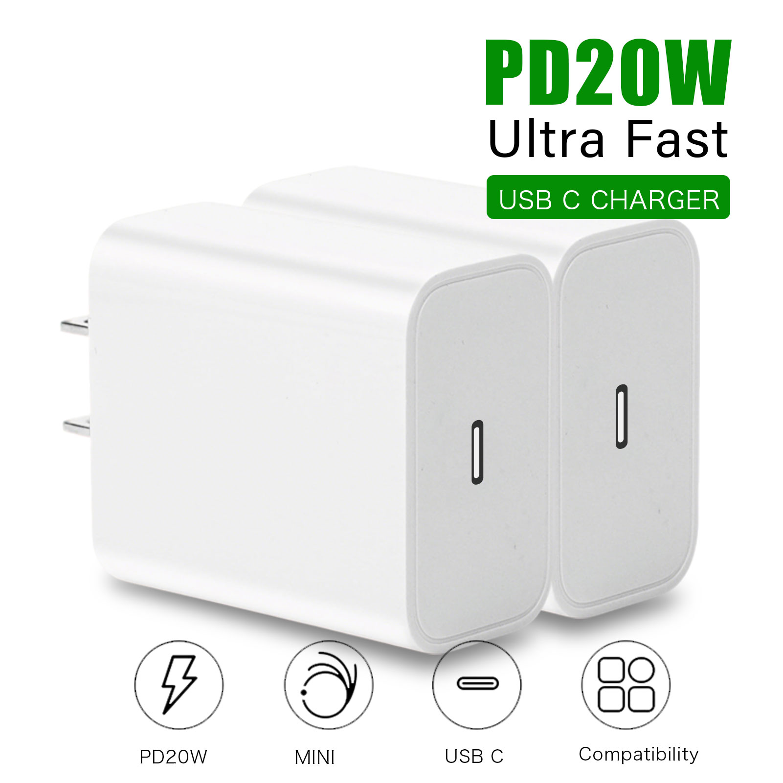 USB C Oplader Blok voor iPhone 16 Chargy Plug PD 20W muurlader met kabel Snelle oplader Data Sync voor iPhone16 15 14 13 12 11 Pro Max Mini Xs iPad Air Type C Power dapte: CH
