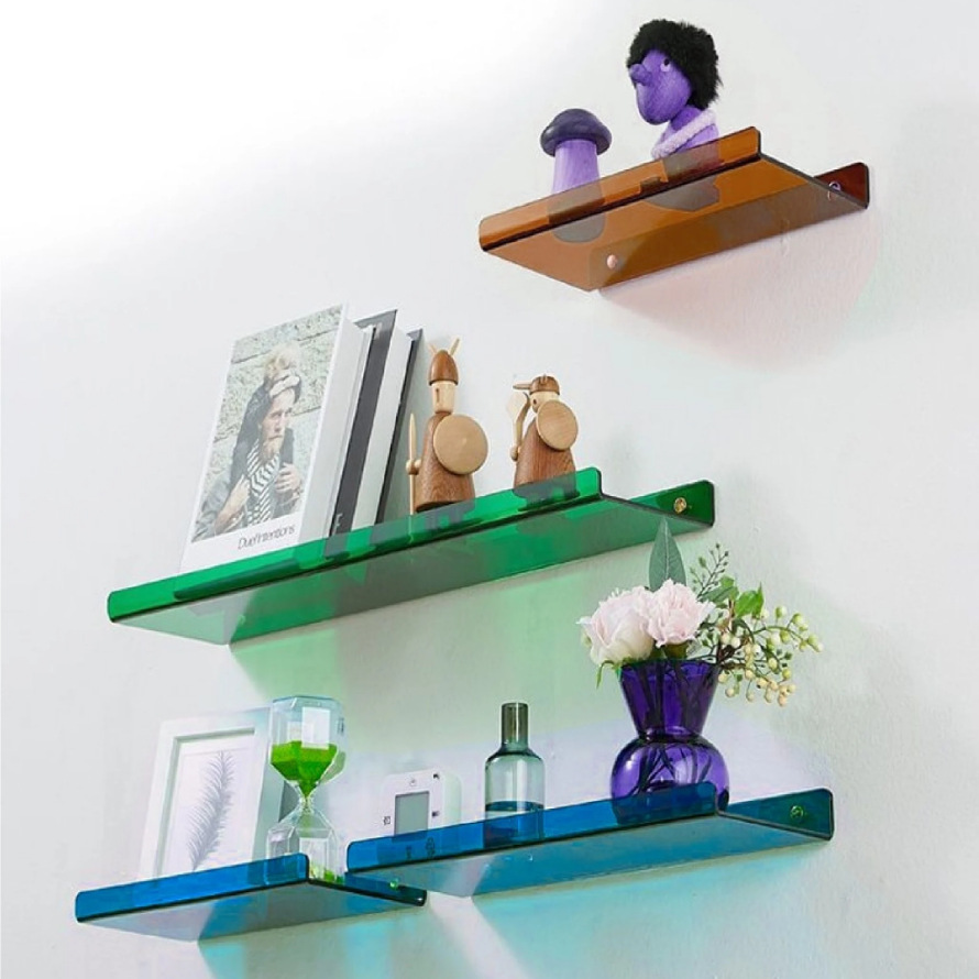 Estante de almacenamiento de acrílico montado en la pared para baño, organizador de cocina, estantes de exhibición, estante de pared decorativo sin perforaciones