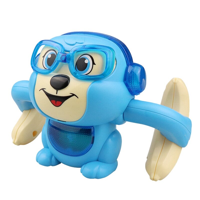 Newest Electric Flipping Monkey Light Music Children Animal Model Toy Voice Control Induction Cartoon Rolling Baby Toys: Blue