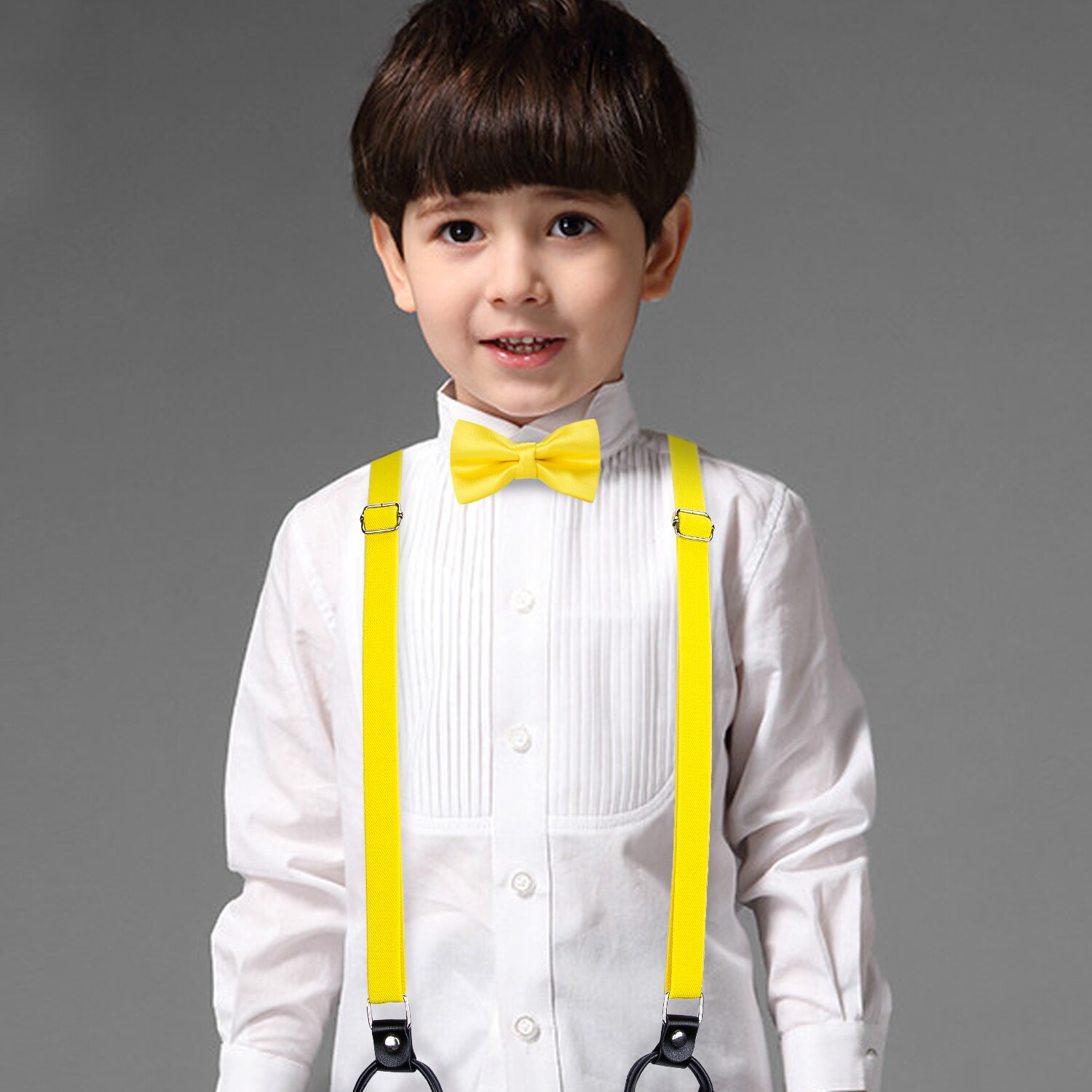 Tirantes de Color sólido para niños, conjunto de pajarita, cinturón elástico ajustable para niño, para boda, de cumpleaños, tirantes con Clip en forma de Y: BJ-0020