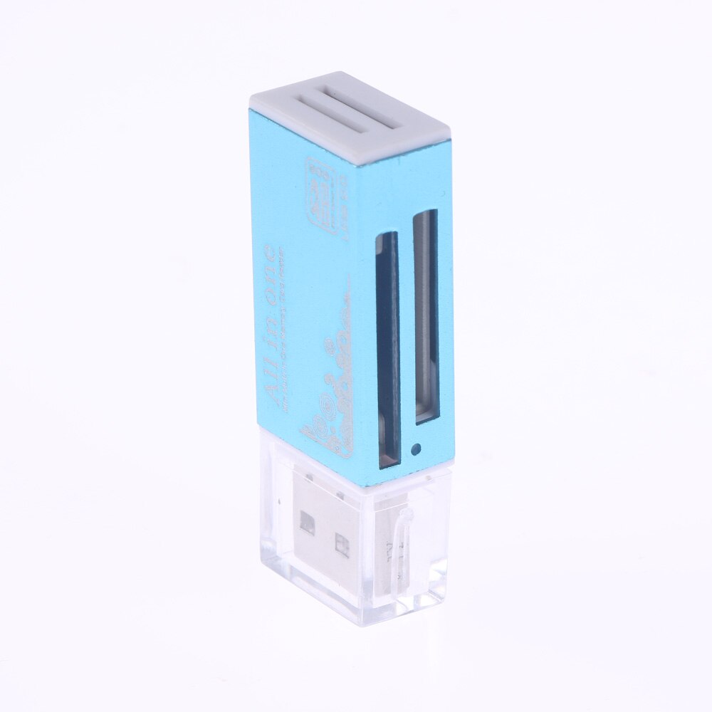 Kortlæser lille usb 2.0 multi hukommelseskortlæser adapter til micro sd sdhc tf  m2 mmc: Blå