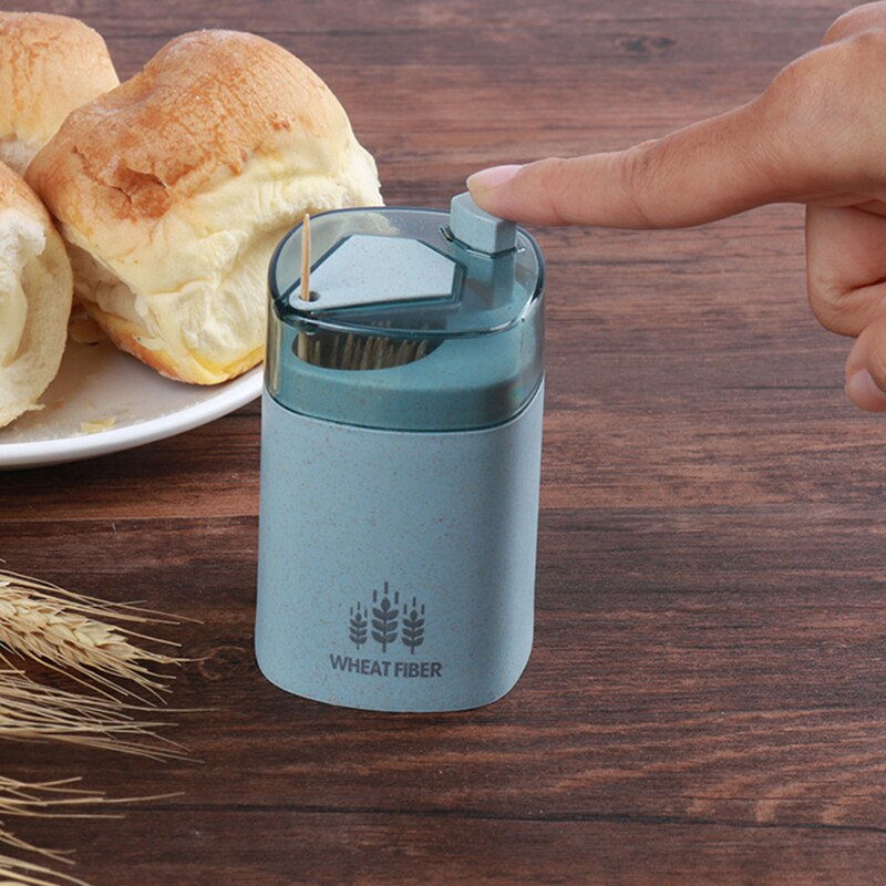 Automatic Pop-up Toothpick Box Toothpick Holder Container Wheat Straw Household Table Toothpick Storage Box Toothpick Dispenser