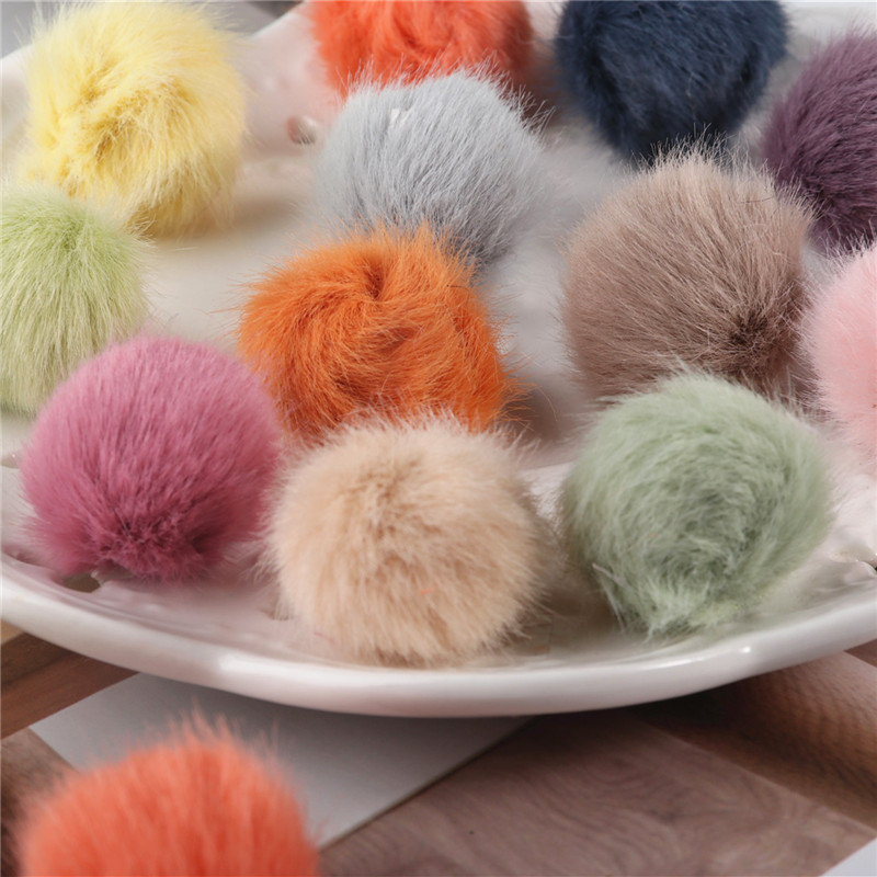 12 Stks/partij 17 Kleuren 2.5Cm Nertsen Pompoms Bont Ballen Voor Naaien Op Gebreide Sleutelhanger Sjaal Schoenen Hoeden Bont Diy ambachten Haaraccessoires