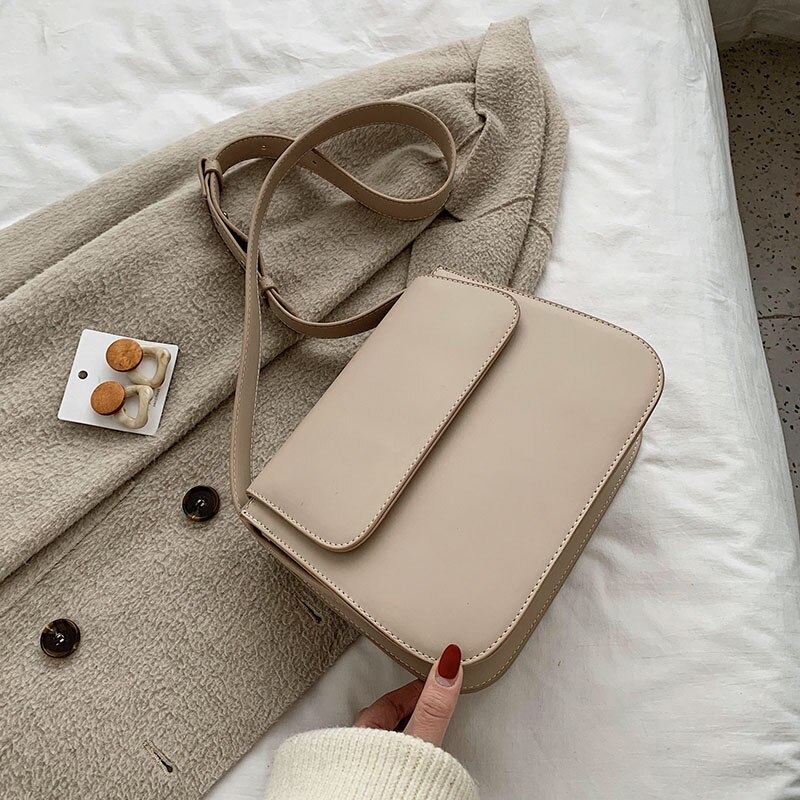 Moyen femmes sac bonne en cuir PU sacs à bandoulière pour les femmes minimaliste femme luxe sac à bandoulière Bolsa Feminina: Beige