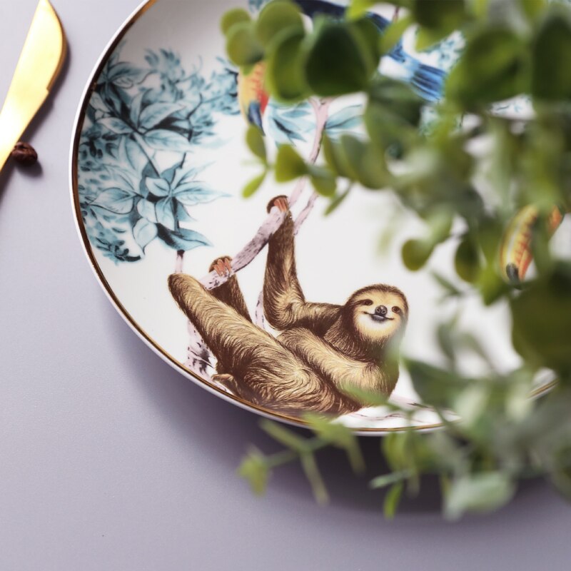 Platos nórdicos de cerámica para decoración del hogar, vajilla de hueso, Animal, postre, fruta y aperitivos, WF1021