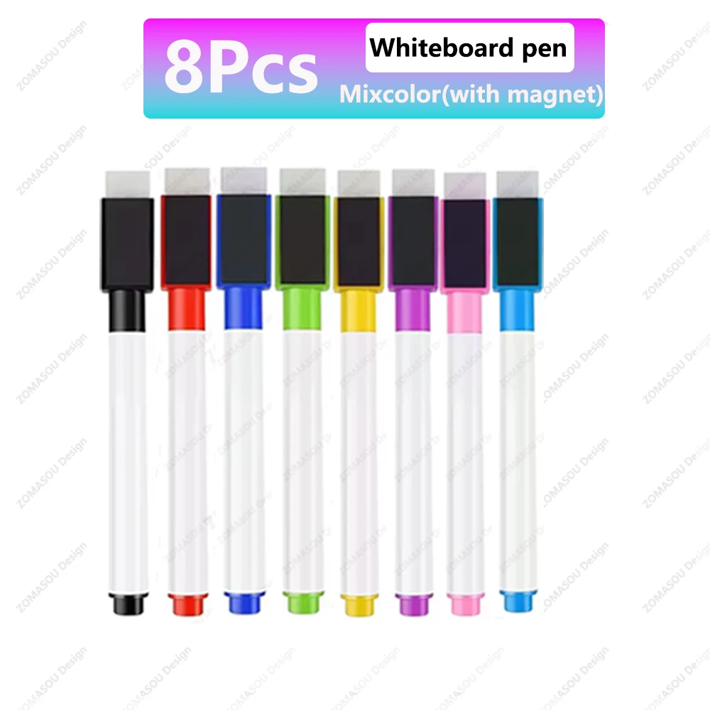 1-48Pcs Magnetic Erasable Whiteboard Pen Color Options Numbering Stationery Office Teaching Supplies for Blackboard Student Note: Chocolate