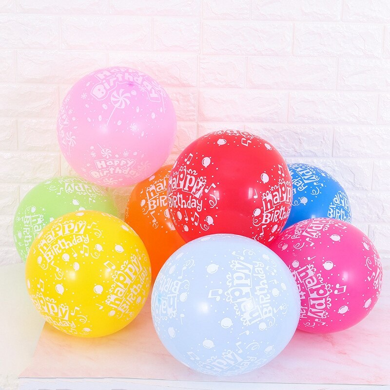 100 Stuks Gelukkige Verjaardag Gedrukt Ballon 12 Inch Fullprint Latex Ballonnen Party Ballonnen Volledige Print In Multicolor