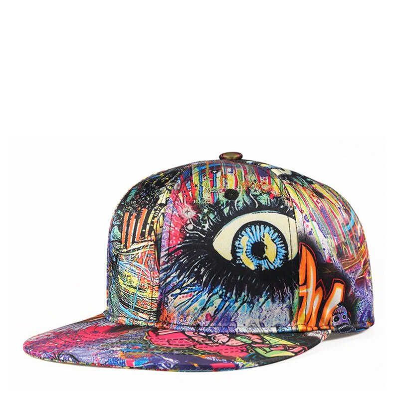 Chapeau Hip hop à bord plat avec graffiti 3D pour femme et homme, casquette de baseball, seau à motif de dessin animé, panama: 1