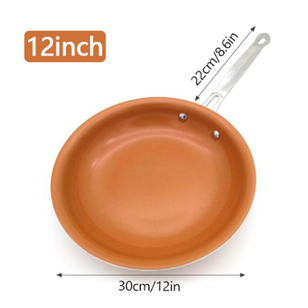 Non-stick Copper Frying Pan with Ceramic Coating Induction Cooking Dishwasher Safe Pan Pizza Pancake Gas Cooker Pans: 12inch 28cm(d)