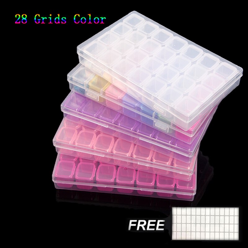 28Girds Diamond Painting Tools Accessories Multiple color Storage Bead Container Diamond Embroidery Stone Mosaic Convenience Box: 1pcs Random