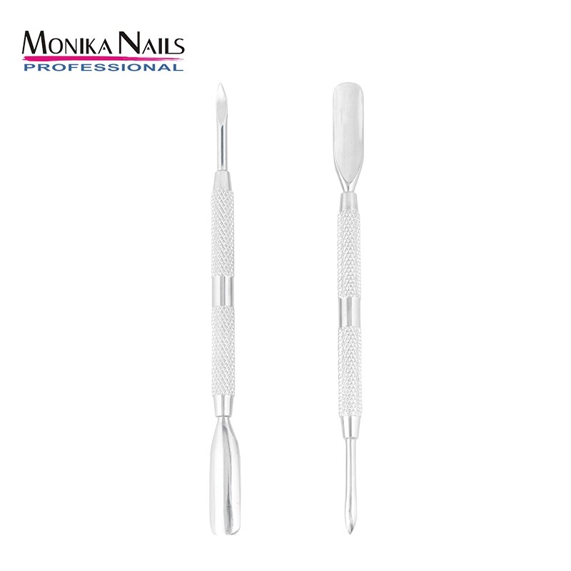Monika neglebåndsskubber og -ske neglerenser dobbeltsidet rustfri stålskubber og neglerenser skønhedsværktøj