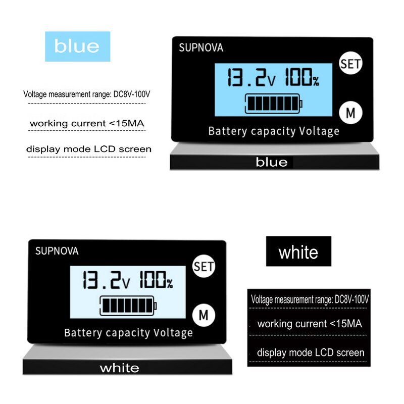 Lcd batteriindikator 12v batteri drivstoffmåler batteri litiumbatteri universell digital måler digital voltmeter