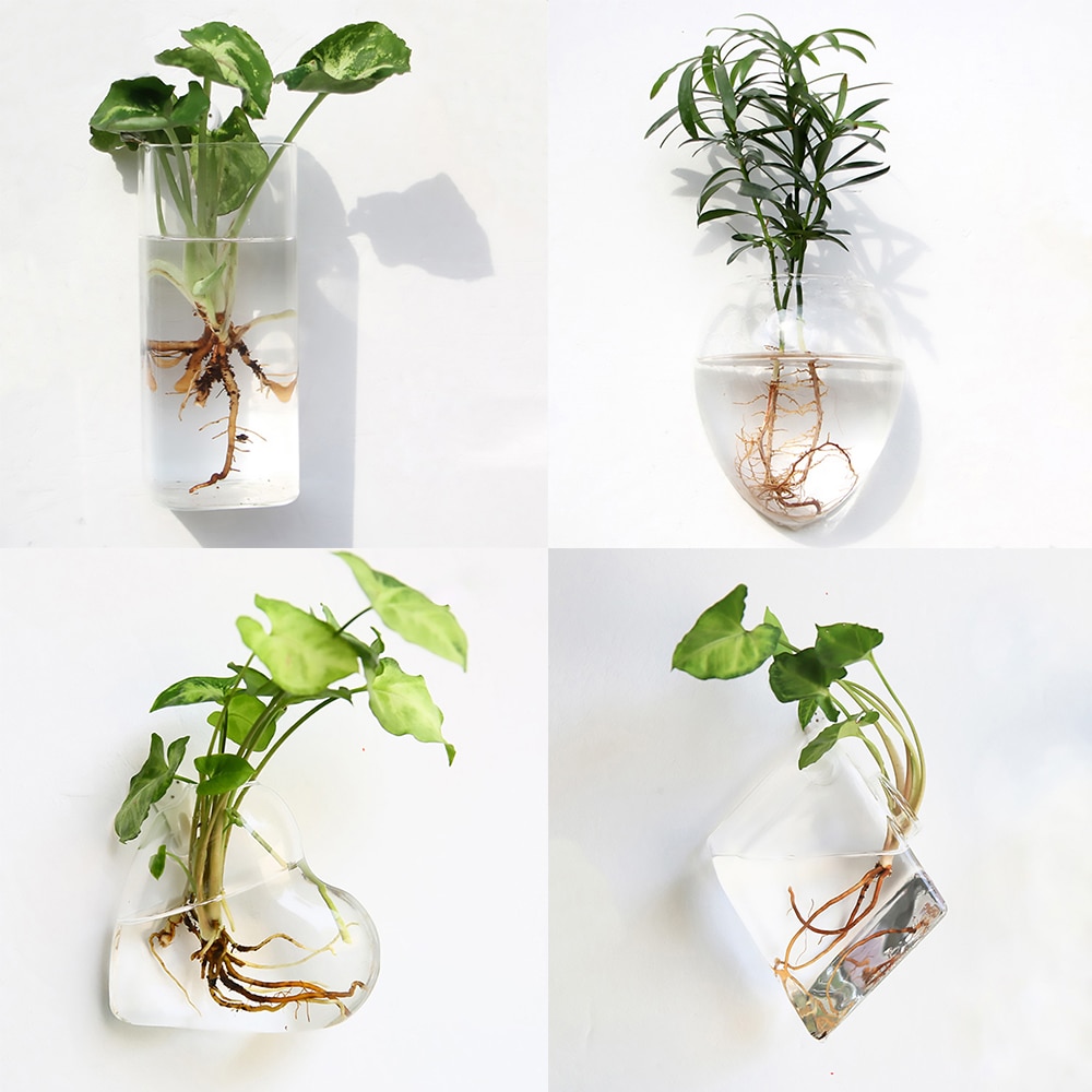 Vase à Fleurs en Verre Suspendu au Mur, à la , Terrarium Mural, Aquarium, Conteneur, Pots de Décoration de Jardin, pour la Maison