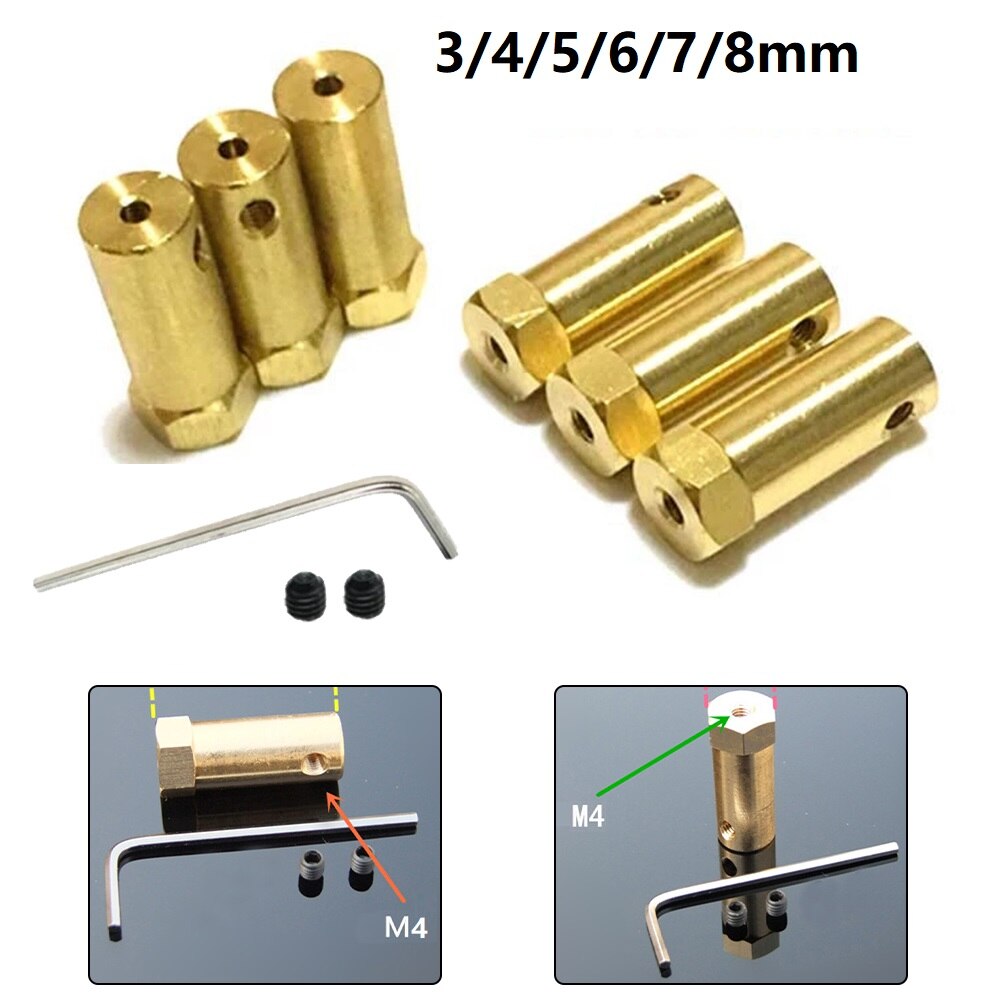 Manchon de connecteur d&#39;arbre de moteur pour voiture intelligente, en cuivre, extensible et rigide, 3/4/5/6/7/8mm, 1 pièce