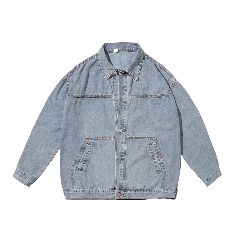 Retro tooling denim jacket men's spring autumn casual student loose jacket mens clothing trends distressed denim jacket