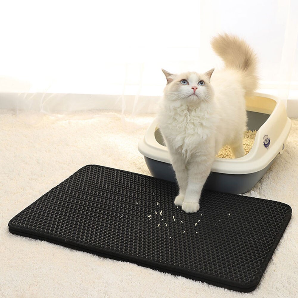 Cat Litter Mat Cat Litter Trapping Mat Honeycomb Double Layer Water Urine Proof Kitty Cat Mat Easy Clean Scatter Control