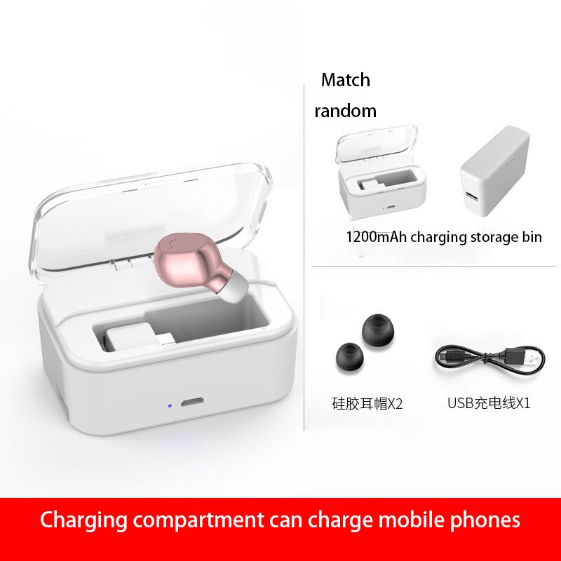 Wireless bluetooth Earphones mini ultra small driving sports ear type oppo for apple vivo Huawei universal earplugs: Single ear pink