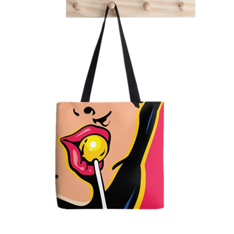 Shopper Sphynx Cat Cartoon printed Tote Bag women Harajuku shopper handbag girl Shoulder shopping bag Lady Canvas Bag: F781