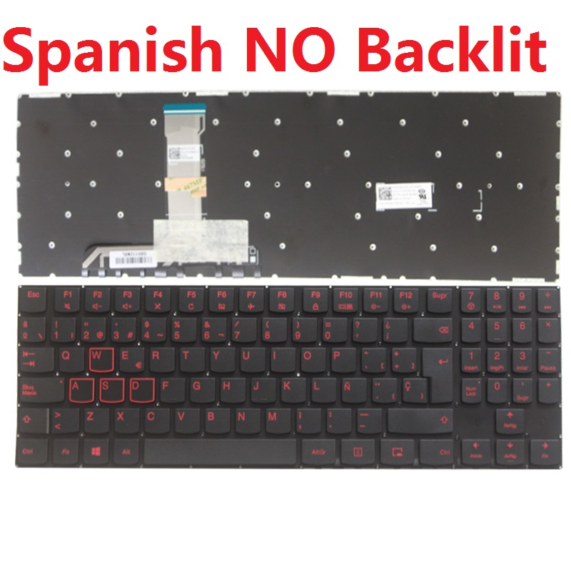 Clavier US/UK/SP/LA/GR pour ordinateur portable Lenovo Legion Y540-15IRH, Y540-17IRH, Y545-PG0, Y540-15IRH, Y530-15ICH, Y7000P-1060, Y545, sans cadre: Spanish NO Backlit