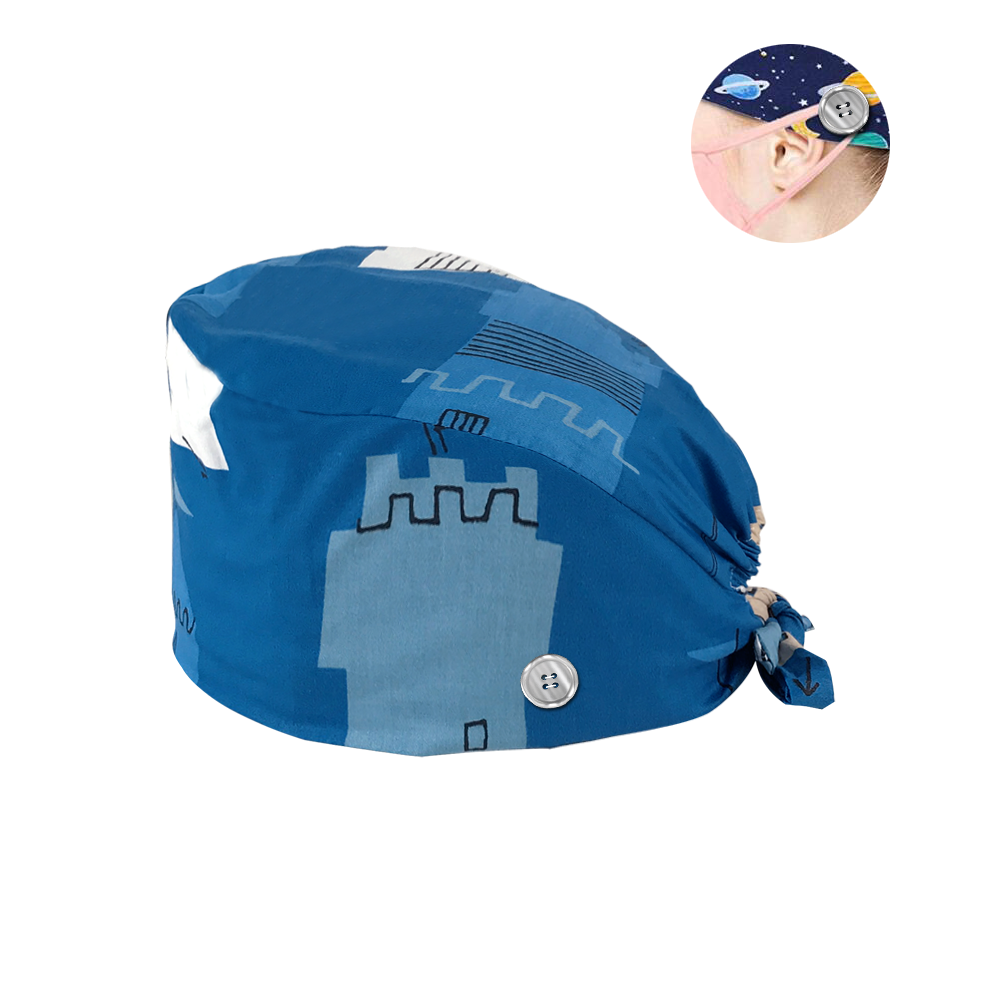 Gorros quirúrgicos unisex, gorras para sala de operaciones, enfermeras, animales de compañía veterinaria, salones de belleza, ojos, hospital, clínica, botones: Buttons12083