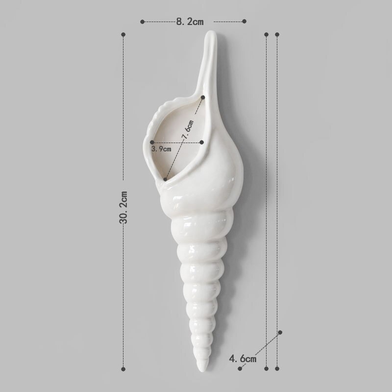 Conch Starfish Beach Decor Nautical Home Bedroom Living Room Hanging Vase Background Wall Decoration Seashells: C