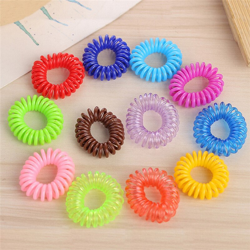 10PCS/lot Rubber Band Headwear Rope Spiral Shape Elastic Hair Bands Girls Hair Accessories Hair Ties Gum Telephone Wire: MULTI / M
