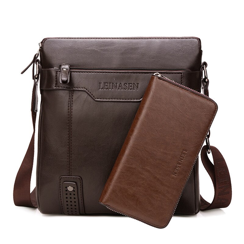 Kreuz Körper Hand Crossbody Schulter Für Männliche Umhängetasche Männer Handtaschen Und Geldbörsen Set Dokument Sac EIN Haupt Bolsas Bolsas satchel: Dark Brown Wallet